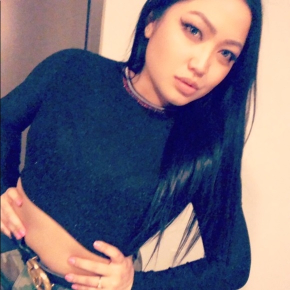 NEW Black Glittery Long Sleeve Crop Top